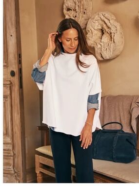 Frank & Eileen Audrey Funnel Neck Capelet Pink rose Sweater minimalist one size